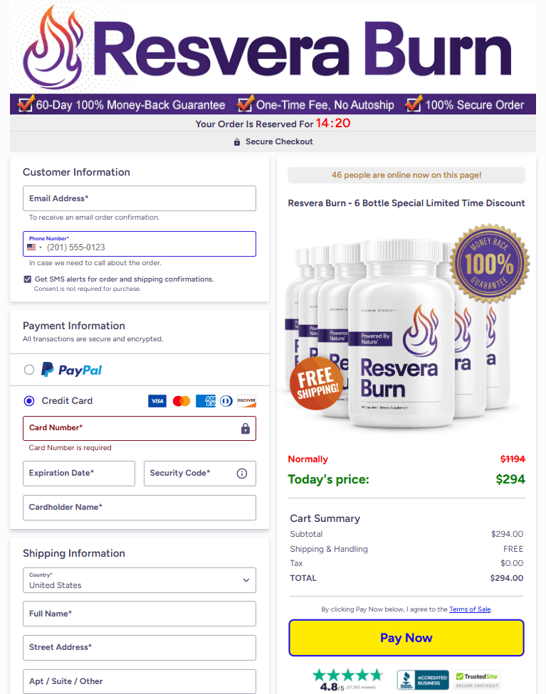 ResveraBurn order form
